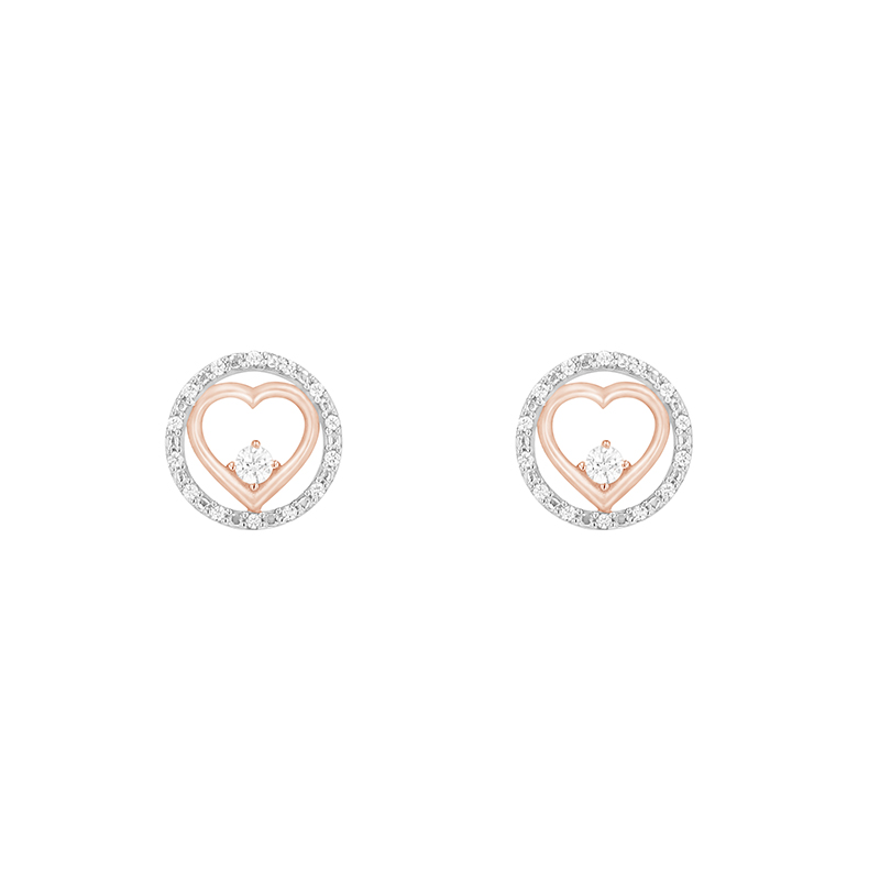 Romantické náušnice s diamantmi z bieleho a ružového zlata 80614