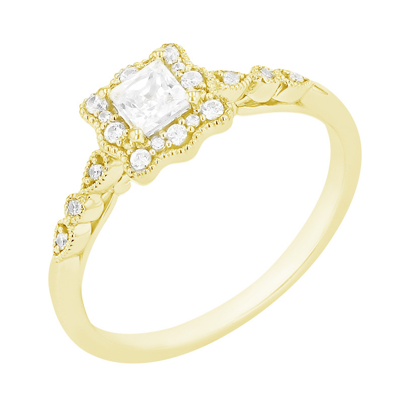 Vintage prsteň s trblietavými diamantmi 84324