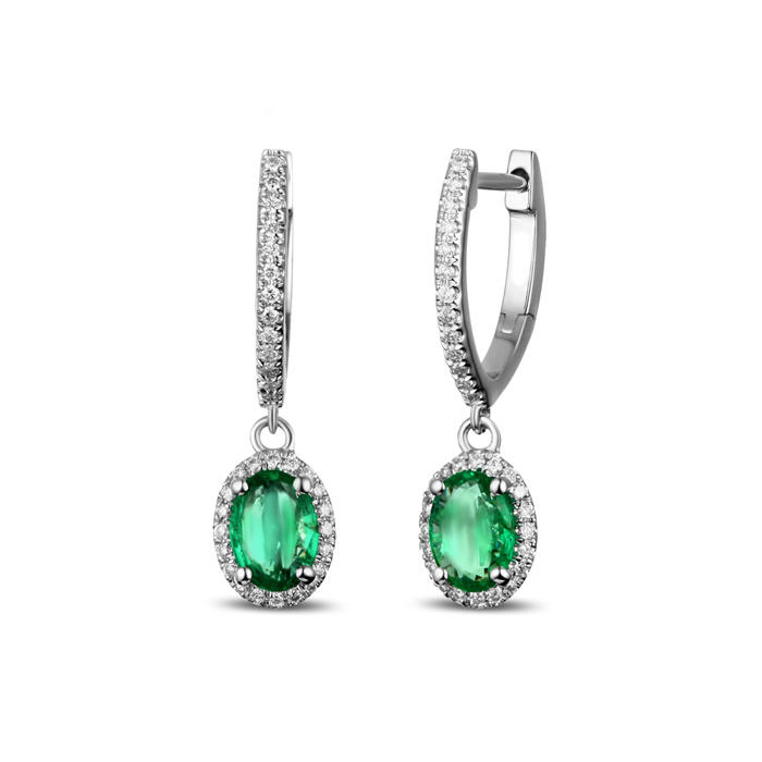 Smaragdové visiace náušnice s diamantmi