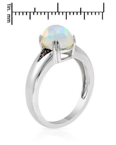 Strieborný opálový prsteň s farebnými diamantmi 874