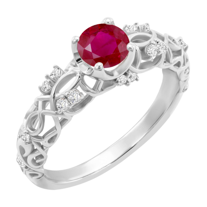 Vintage zásnubný prsteň s rubínom a diamantmi Charlotta 87694