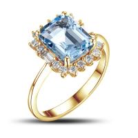 Nebeský zásnubný prsteň s akvamarínom a diamantmi Elexus