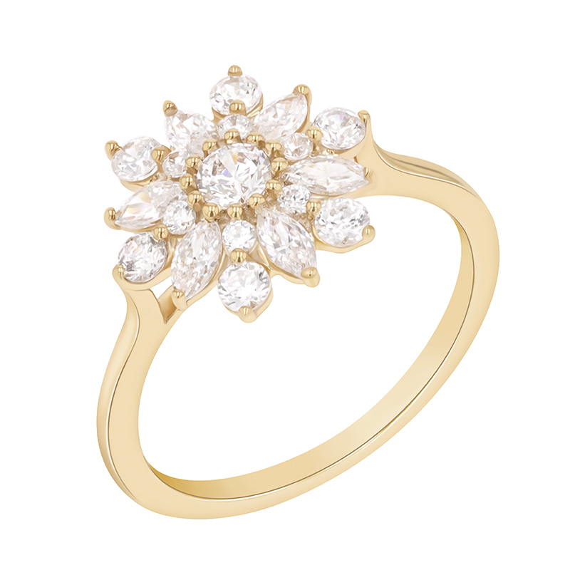 Prsteň s diamantovou kvetinou