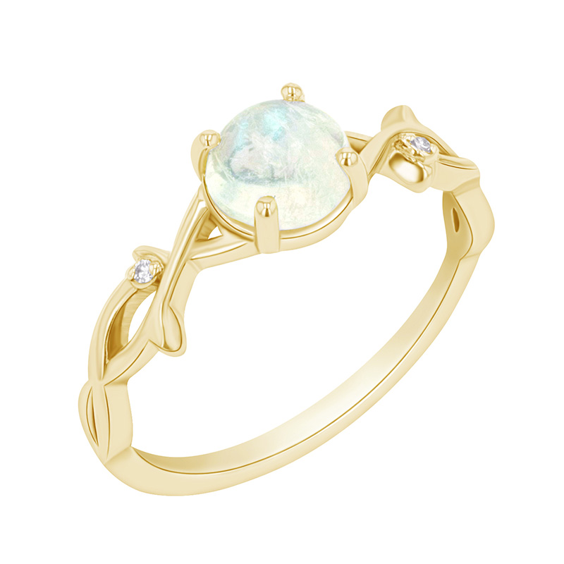Romantický prsteň s opálom a diamantmi zo zlata 89694