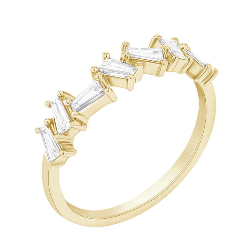 Minimalistický prsteň so syntetickými diamantmi zo žltého zlata 90084