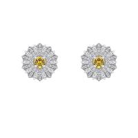 Náušnice v tvare kvetiny s diamantom a žltým zafírom Munir