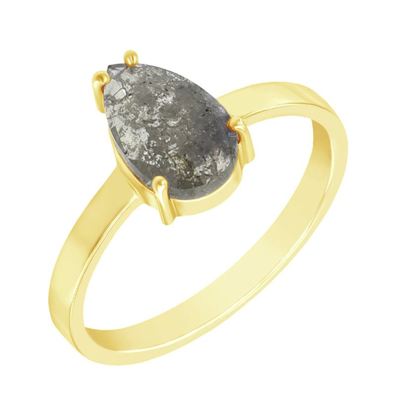 Zlatý prsteň s pear salt'n'pepper diamantom Zoenna 97474