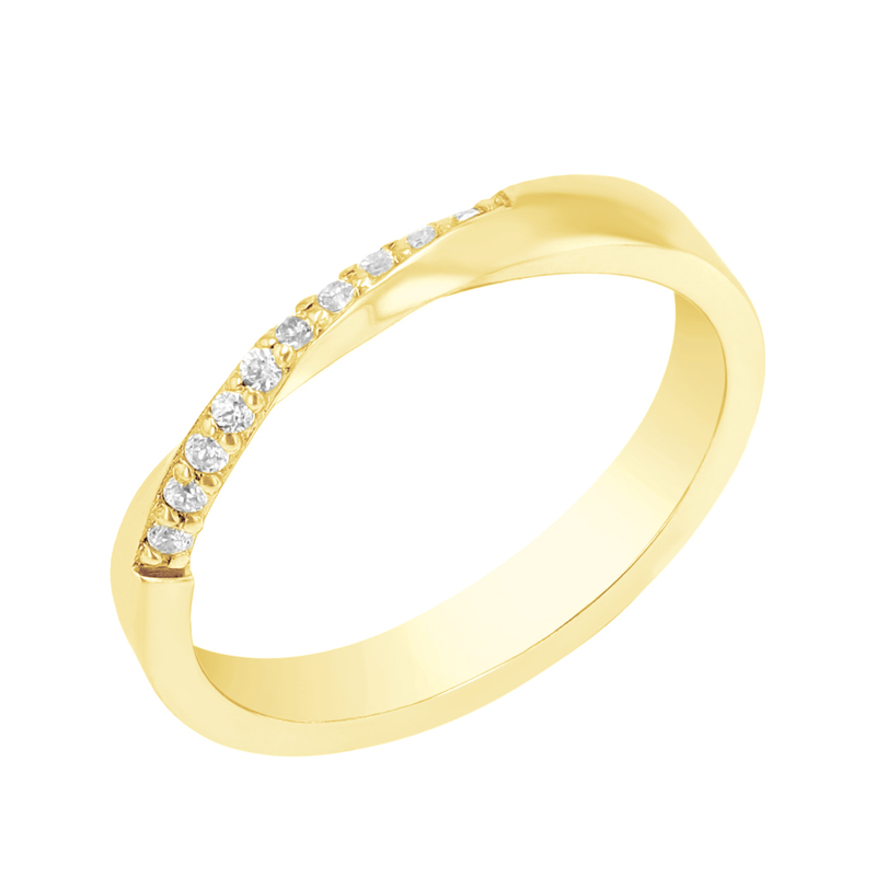 Zlaté prepletené svadobné obrúčky s diamantmi Aleisha 98804