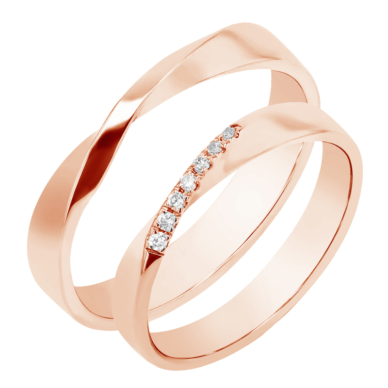Zlaté prepletené svadobné obrúčky s diamantmi Rexanne 98814