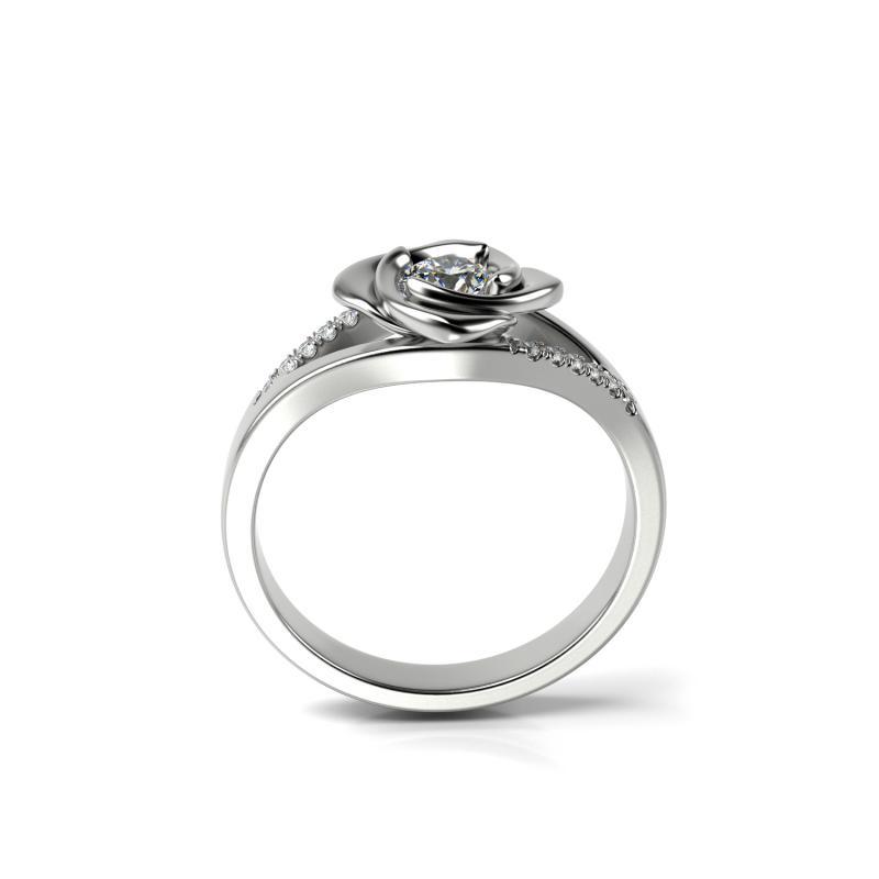 Zásnubný prsteň v tvare ruže s moissanitom a diamantmi Luwe 100425