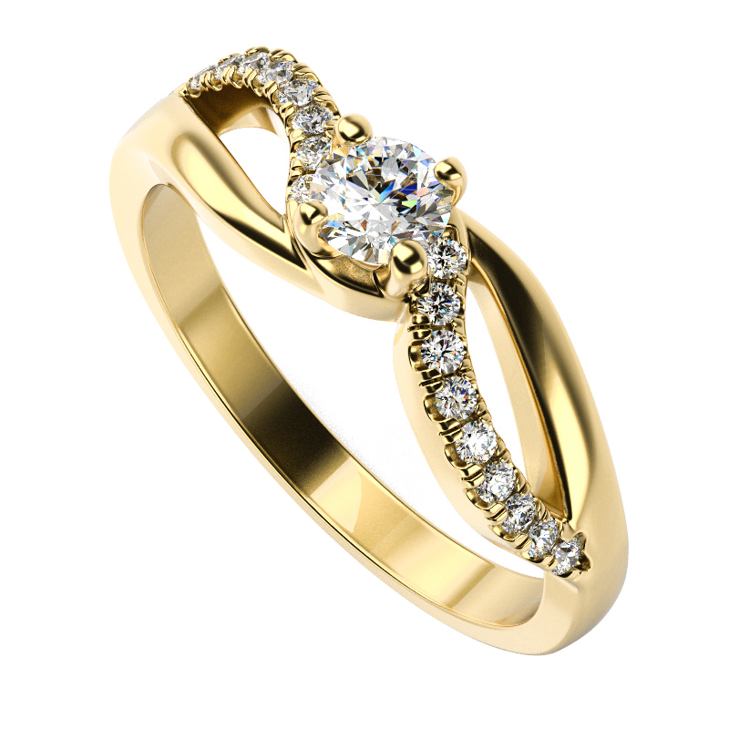 Zásnubný prsteň s moissanitom a diamantmi Laly 100515