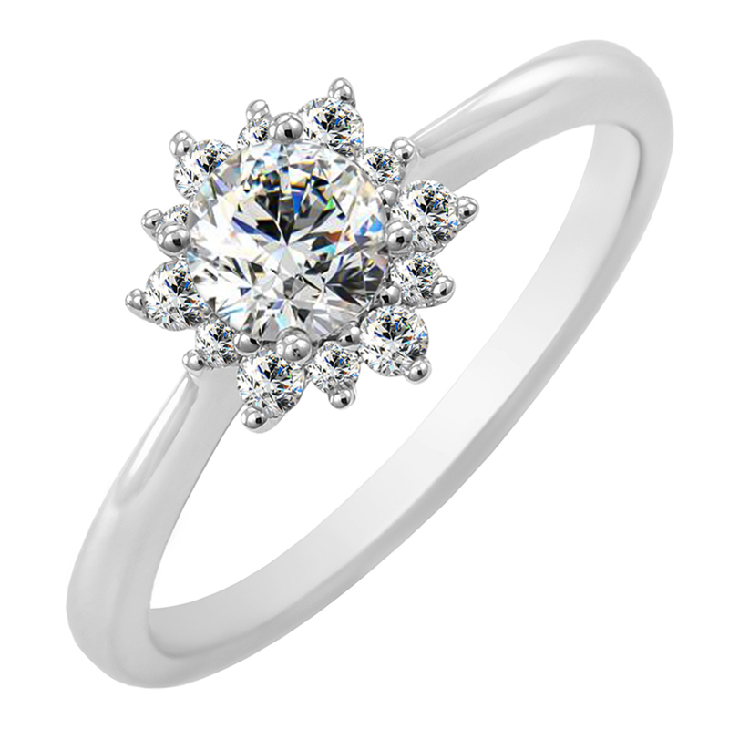 Zásnubný prsteň s moissanitom a lab-grown diamantmi Halima