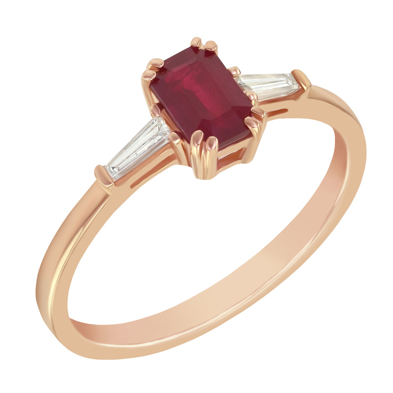 Zásnubný prsteň s rubínom a baguette diamantmi Dalyr 10165