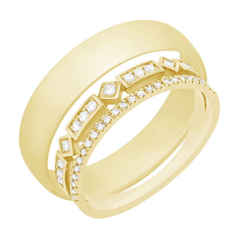 Dámsky prsteň s lab-grown diamantmi a pánsky plochý prsteň Payton 102195