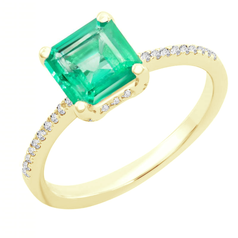 Zlatý prsteň s princess smaragdom a diamantmi Lancho 104295