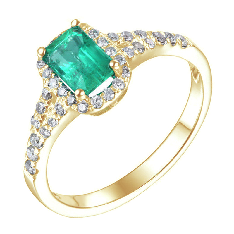 Zlatý prsteň so smaragdom a diamantmi Dazzia 104575