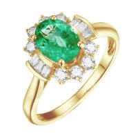 Oklúzľujúci zásnubný prsteň s 1.2ct smaragdom a diamantmi Kalie