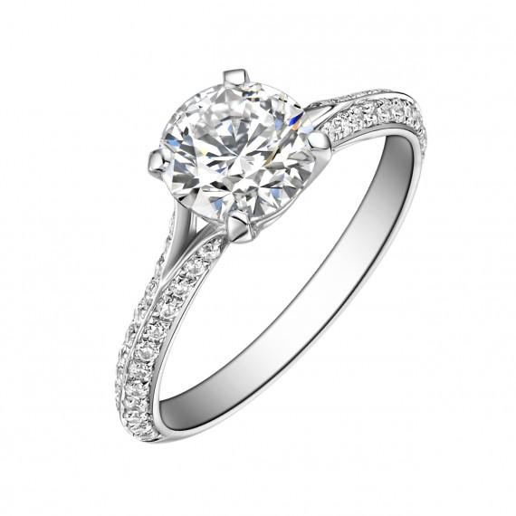 Platinový zásnubný prsteň s diamantmi Biniah