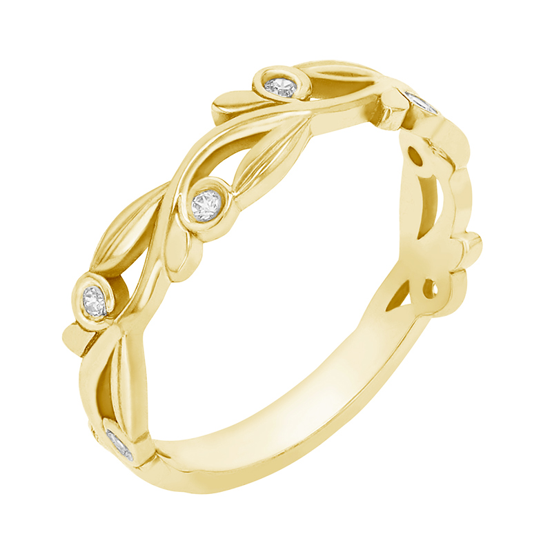 Jemný prsteň s dizajnom lístkov s lab-grown diamantmi Benton 105675
