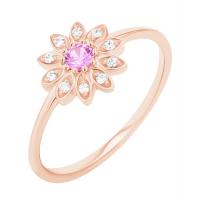 Kvetinový prsteň s ružovým zafírom a lab-grown diamantmi Noya