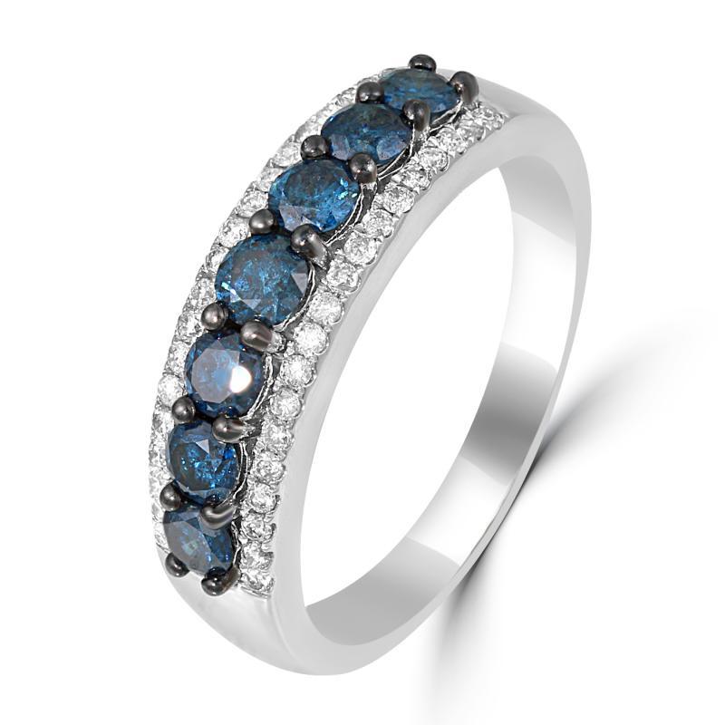 Zlatý prsteň s modrými a bielymi diamantmi Sue