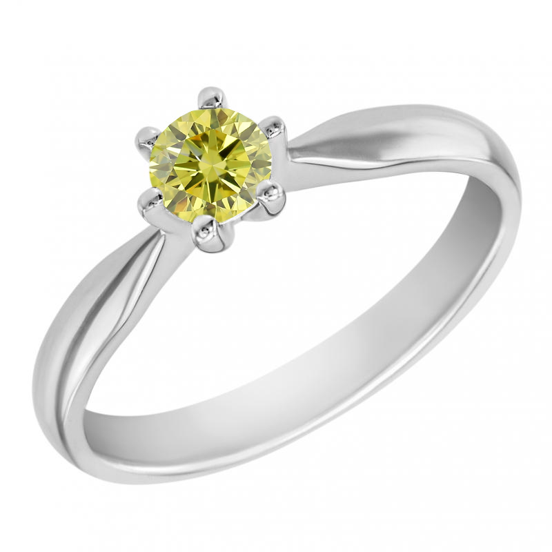 Zásnubný prsteň s certifikovaným fancy yellow lab-grown diamantom Isma 113715