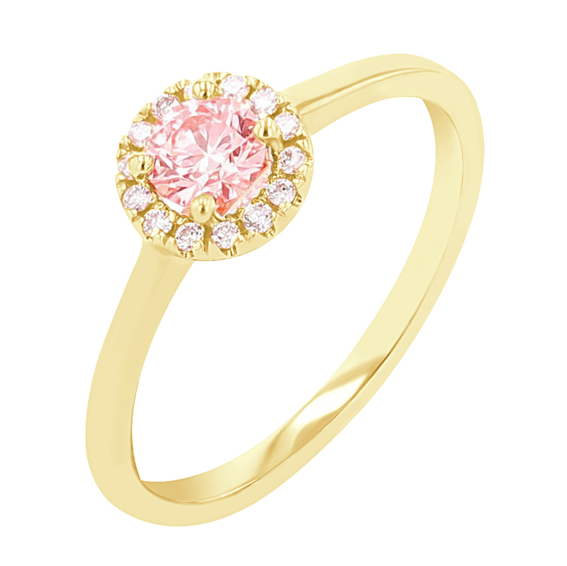 Halo prsteň s certifikovaným fancy pink lab-grown diamantom Josipa 113795