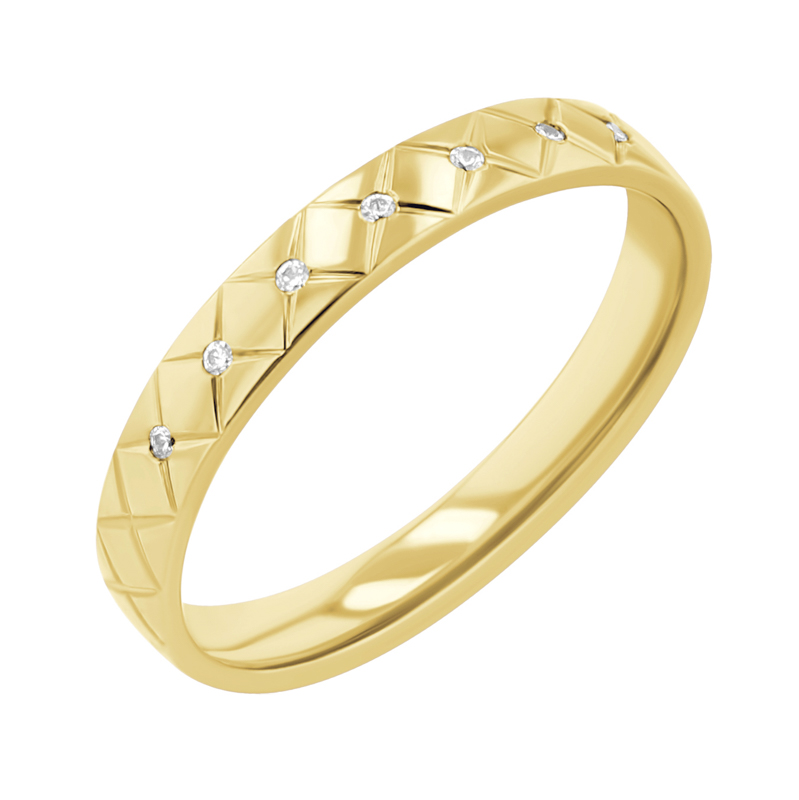 Atypické zlaté svadobné obrúčky s diamantmi Lanize 117365