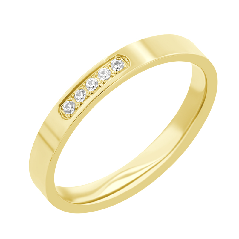Zlaté ploché svadobné prstene s diamantmi Jolene 117585