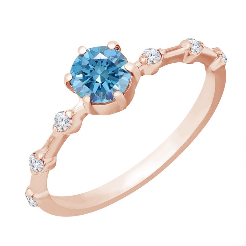 Prsteň s certifikovaným fancy blue lab-grown diamantom a lab-grown diamantmi Jelena 118315