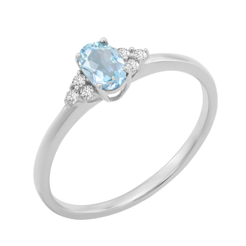 Elegantný prsteň s akvamarínom a diamantmi Kylie 121415