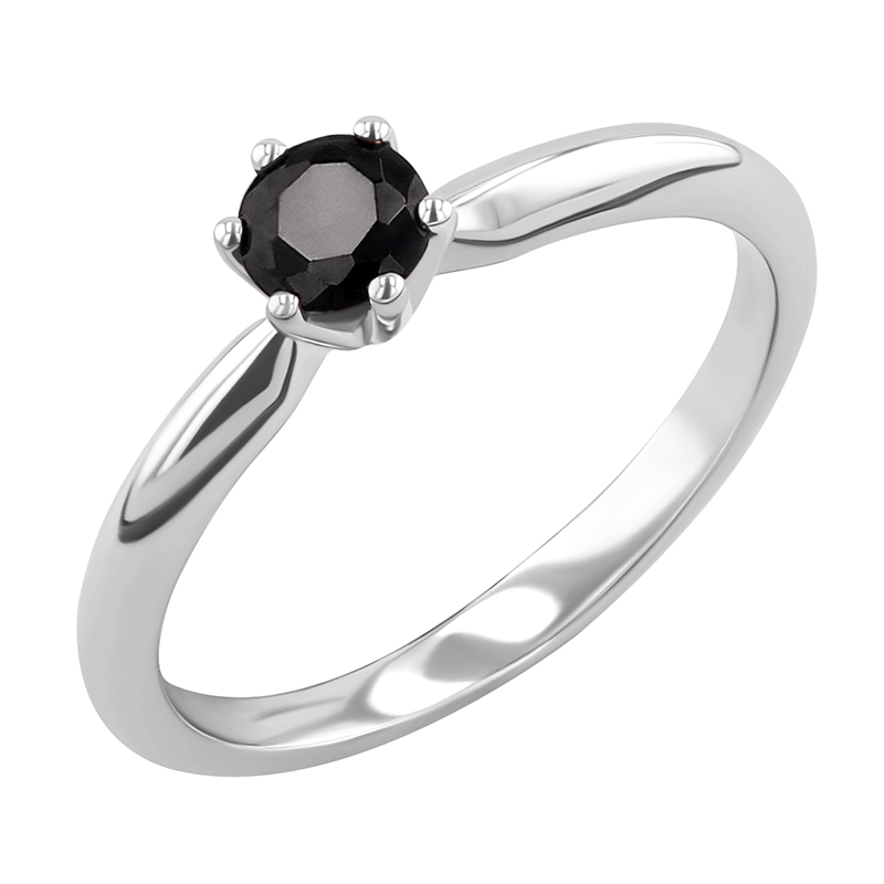 Zlatý zasnubný prsteň s čiernym diamantom Clytie