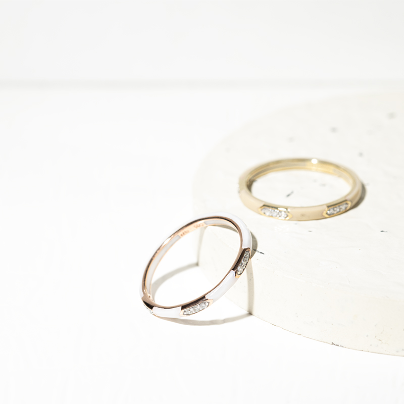 Biely keramický prsteň s diamantmi Amila 127585