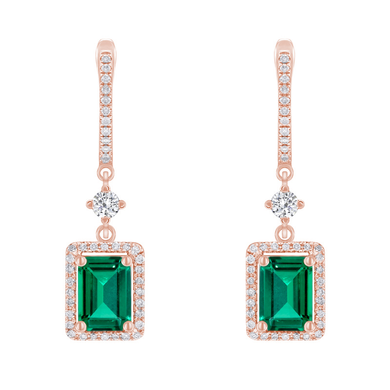 Smaragdové náušnice s lab-grown diamantmi Kally 132875