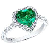 Zlatý halo prsteň s lab-grown smaragdom v tvare srdca a diamanty Roger