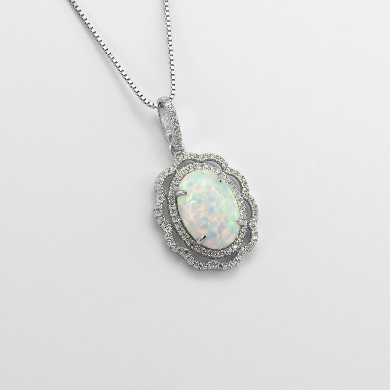 Striborný náhrdelník s opálom 14375