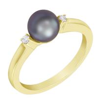 Zlatý prsteň s perlou a diamantmi Frederuna