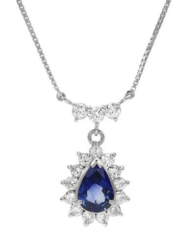 Noblesný platinový náhrdelník so zafírom a diamantmi Taira