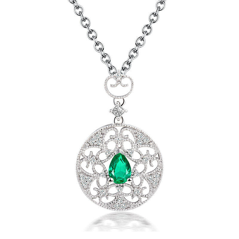 Zlatý náhrdelník so smaragdom a diamantmi Marlo