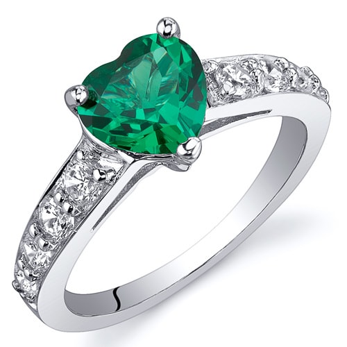 Strieborný prsteň so smaragdom v tvare srdca Dalhie