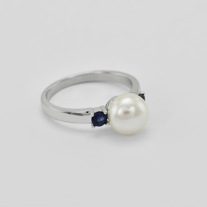 Prsteň s bielou perlou 23345
