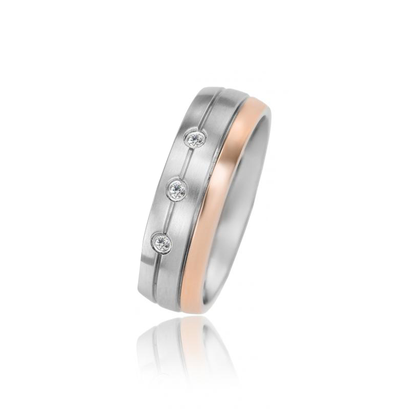 Zlaté svadobné prstene s diamantmi Lean 28935