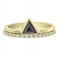 Zásnubný set prsteňov zo zlata s čiernym trojuholníkovým diamantom Adela