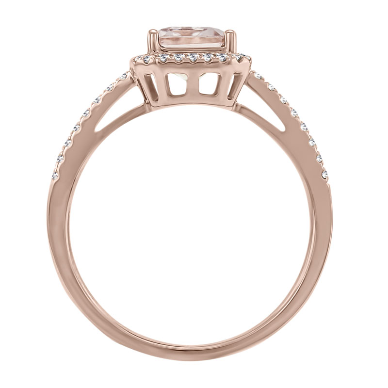 Zlatý zásnubný prsteň s diamantom a morganitom 30915
