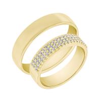 Zlaté svadobné prstene eternity a pánský komfortný Kitila