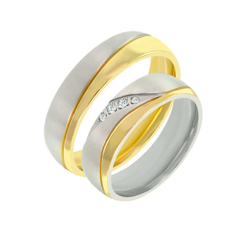 Svadobné prstene z viacfarebného zlata s diamantmi Verduli