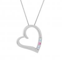 Zlatý náhrdelník srdce s akvamarínmi a ružovým zafírom Janey