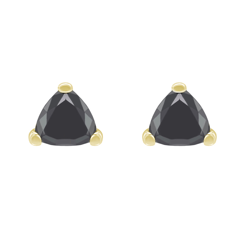 Zlaté náušnice s trillion čiernymi diamantmi Gonzall 37615