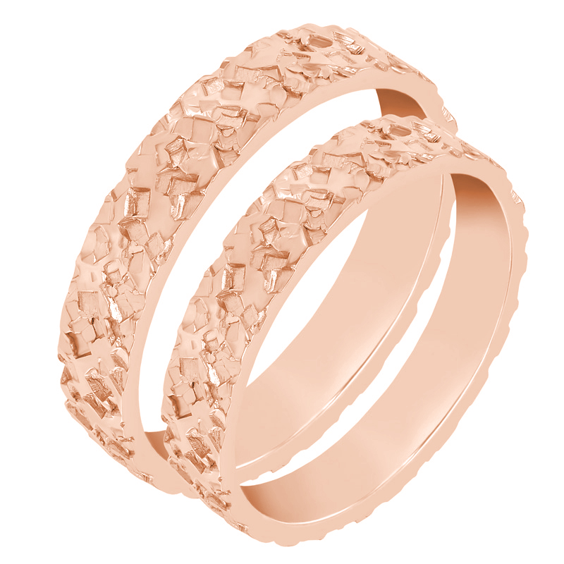 Reliéfne zlaté svadobné prstene Locusta 37745