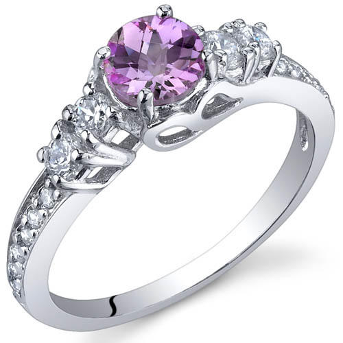 Strieborný prsteň s ružovým zafírom 3805